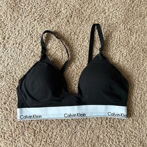 Black Calvin Klein Modern Cotton Lightly Lined Triangle Nursing Bra